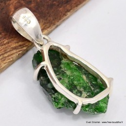 Pendentif Chrome diopside brut serti griffes Bijoux en Chrome Diopside SK15.1