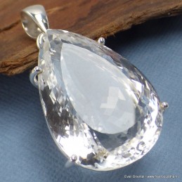 Gros pendentif goutte Cristal de Roche 