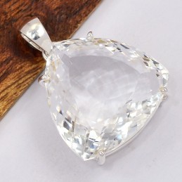 Gros pendentif trilliant Cristal de Roche 