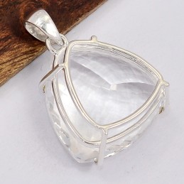 Gros pendentif trilliant Cristal de Roche 