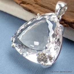 Gros pendentif trilliant Cristal de Roche 