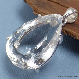 Gros pendentif goutte Cristal de Roche 