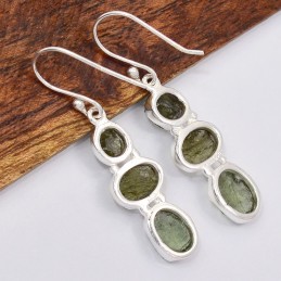 Boucles d'oreilles pendantes en Moldavite grade AAA Bijoux en Moldavite SK20