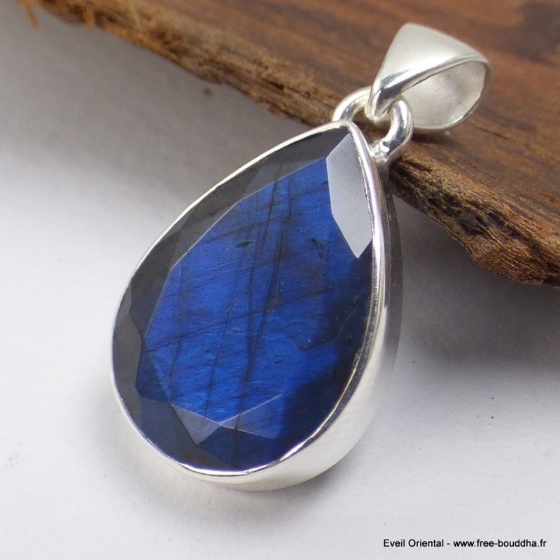 Petit pendentif goutte Labradorite bleue Bijoux en Labradorite Bleue SK19.2