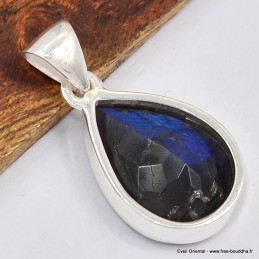 Petit pendentif goutte Labradorite bleue Bijoux en Labradorite Bleue SK19.2