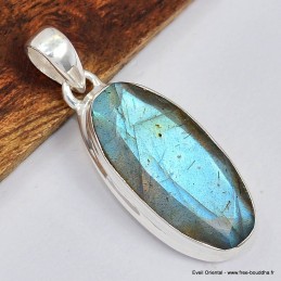 Superbe pendentif Labradorite bleu orange Bijoux en Labradorite Bleue SK19.5