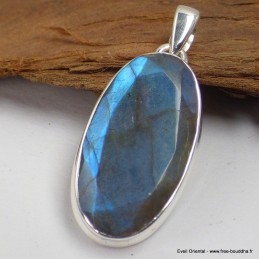 Pendentif oval Labradorite bleue grade AAA Bijoux en Labradorite Bleue SK19.6