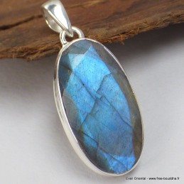 Pendentif oval Labradorite bleue grade AAA Bijoux en Labradorite Bleue SK19.6