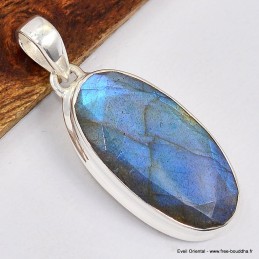 Pendentif oval Labradorite bleue grade AAA Bijoux en Labradorite Bleue SK19.6