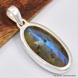 Pendentif oval Labradorite bleue grade AAA Bijoux en Labradorite Bleue SK19.6