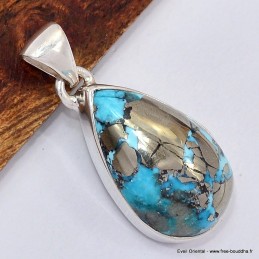 Pendentif goutte Turquoise avec Pyrite Bijoux en Turquoise Iranienne (Nishapur) SK24.2