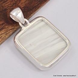 Pendentif Scolecite blanche brute carré 