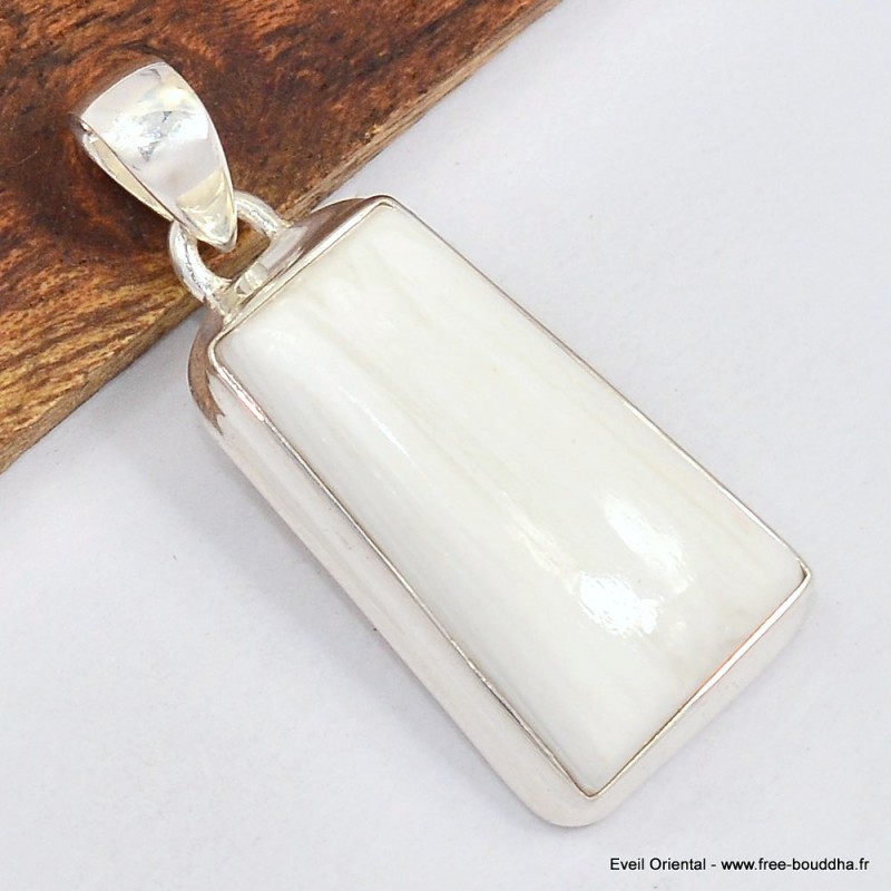 Pendentif Scolecite blanche trapèze 