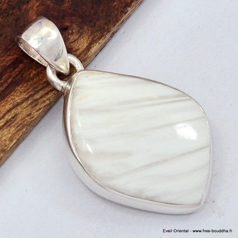 Pendentif Scolecite blanche forme libre 