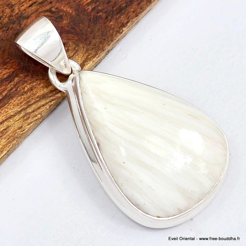 Pendentif en Scolecite blanche forme goutte 