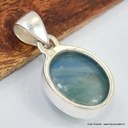 Pendentif Fluorite bleue verte ovale 