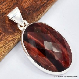 Pendentif marquise Oeil de Tigre rouge facetté 