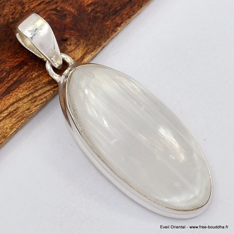 Pendentif oval en Selenite 