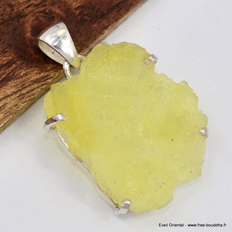 Gros pendentif Brucite jaune 