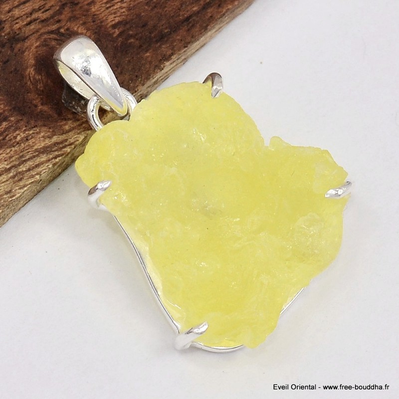 Pendentif en Brucite jaune brute 