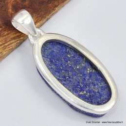 Pendentif argent Lapis lazuli brut oval 