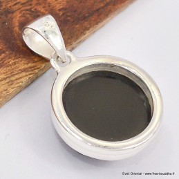 Pendentif rond Onyx noir facetté 