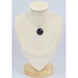 Pendentif rond Onyx noir facetté 