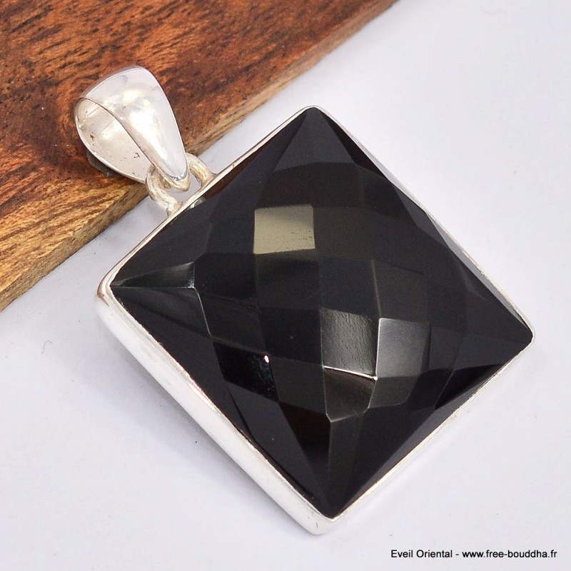 Gros pendentif carré en Onyx noir 