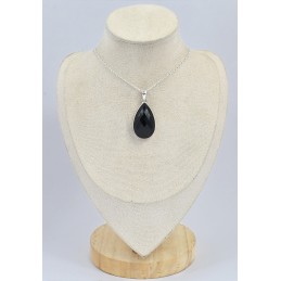 Pendentif goutte Onyx noir facetté 