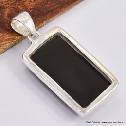 Pendentif rectangulaire Onyx noir facetté 