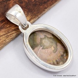 Petit Pendentif oval en bois pétrifié 