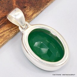 Pendentif oval en Onyx vert facetté 