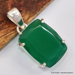 Pendentif Onyx vert serti griffes 