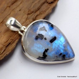 Pendentif Pierre de Lune bleue et Tourmaline 