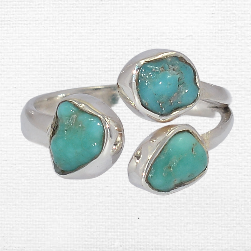 Bague 3 Turquoise Kingman taille ajustable Bagues pierres naturelles SK42