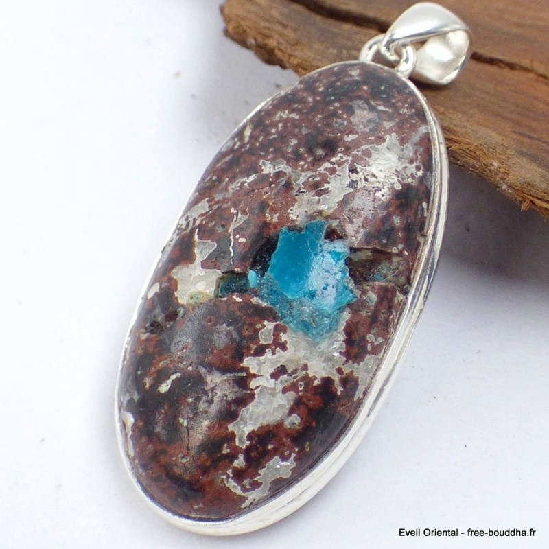 Gros Pendentif Cristal de Cavansite cabochon 