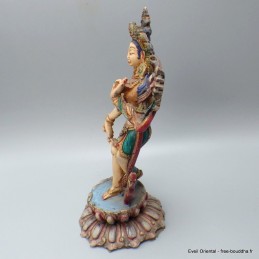 Statue Tara verte sur pied 22 cm 