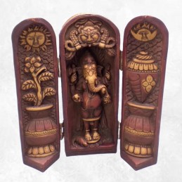 Autel temple triptyque Ganesh patine antique Statuettes Bouddhistes GAN25