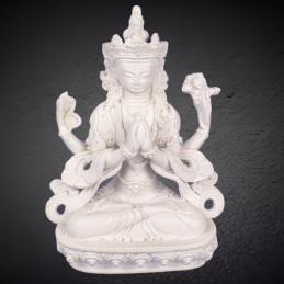 Statuette bouddhiste Chenrezi résine blanche 20 cm Statuettes Bouddhistes STACB1