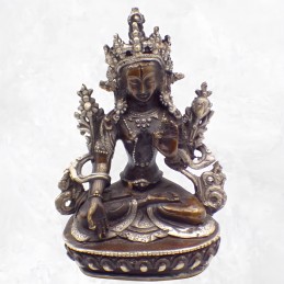 Statuette bouddhiste Tara blanche Cuivre et aluminium 15 CM Statuettes Bouddhistes TARACU