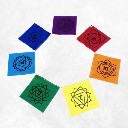 Drapeaux tibétains 7 chakras Objets rituels bouddhistes DRAP2