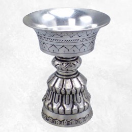 Lampe à beurre tibétaine 8 cm plaqué argent Objets rituels bouddhistes lamp35