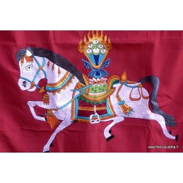 Tenture tibétaine bouddhiste Cheval Lungta rouge Tentures tibétaines Bouddha TEN LB14