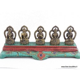 Statuettes Bouddha laiton turquoise Artisanat tibétain bouddhiste DT5B