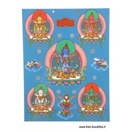 Carte postale bouddhiste CINQ BOUDDHAS Objets rituels bouddhistes CPB45