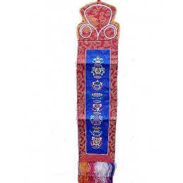 Tenture tibétaine 8 signes auspicieux bleue Tentures tibétaines Bouddha AUS2