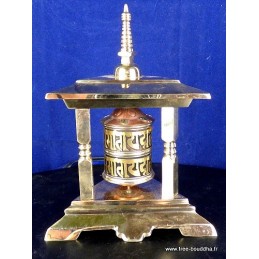 Moulin à prière bouddhiste en laiton 3 piliers Stupas, temples tibétains 6304.1