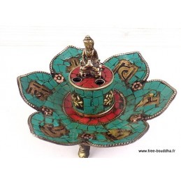 Porte-encens tibétain CUIVRE et PIERRES Encens tibétains, accessoires ref 3034