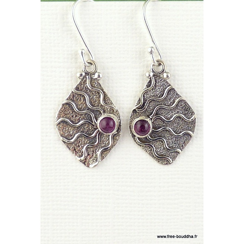 Boucles d'oreilles Feuille en Grenat Boucles d'oreilles en pierres AJE5.10