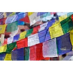 Drapeau de prières 25 drapeaux Moyen modèle 12 x 18 cm Drapeaux tibétains DRAMM